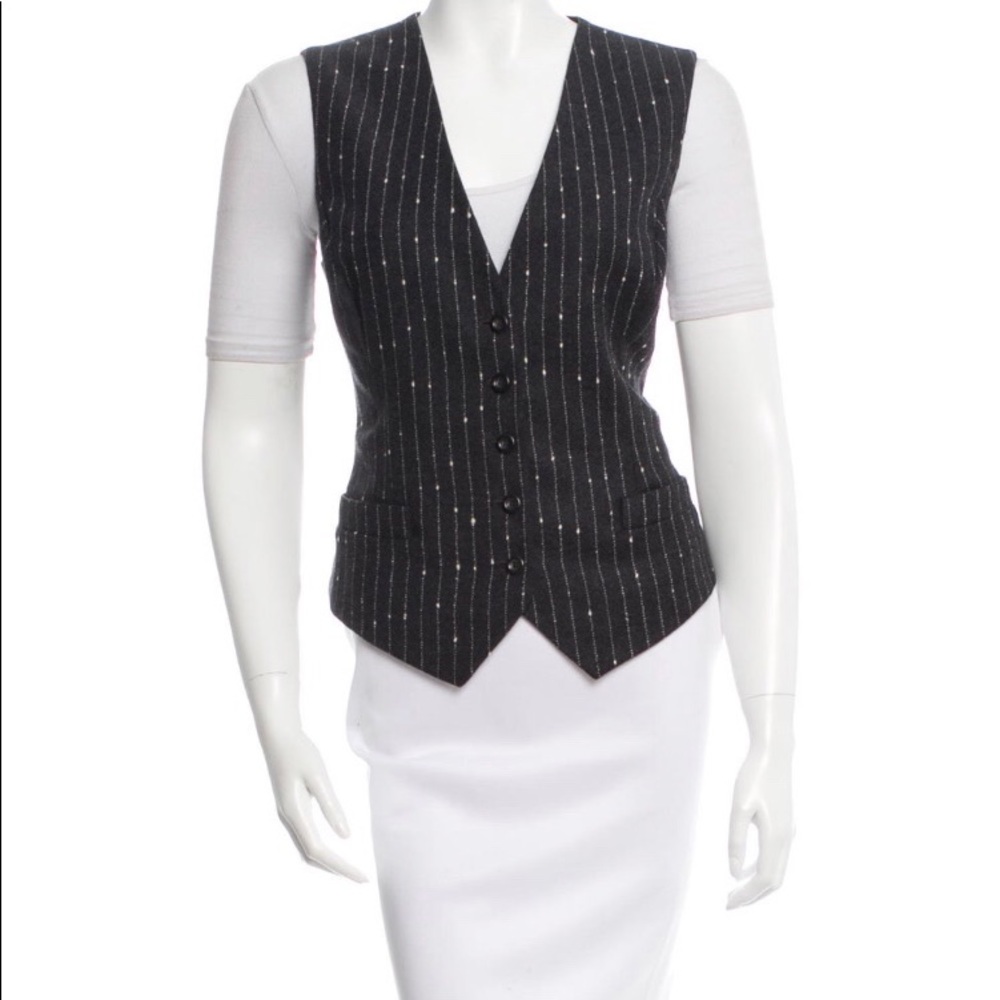 Charcoal Carolina Herrera wool pinstripe vest